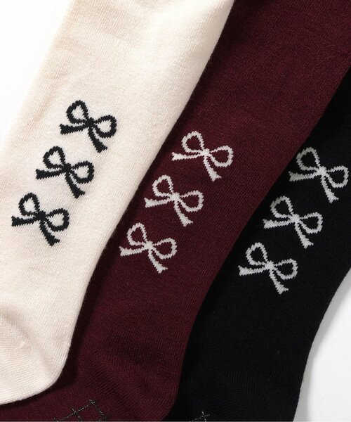 Ampersand（アンパサンド）の「【ジュニア対応】サイドリボン柄ウエストハグタイツ（タイツ/ストッキング・キッズ・ライトインディゴブルー/ワインレッド/オフホワイト・90/100/110/120/140/80）」の11枚目の写真