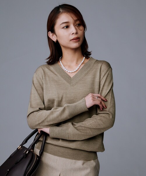 セール】【洗える/きれいめ】Vネックプルオーバーニット（ニット