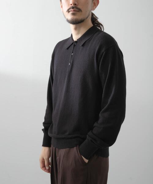 ITEMS URBANRESEARCH(アイテムズ アーバンリサーチ)の「カシミヤ×コットンポロセーター(ニット/セーター・メンズ・ブラック/グレー/モカ/ボルドー・MEDIUM/LARGE)」の2枚目の写真