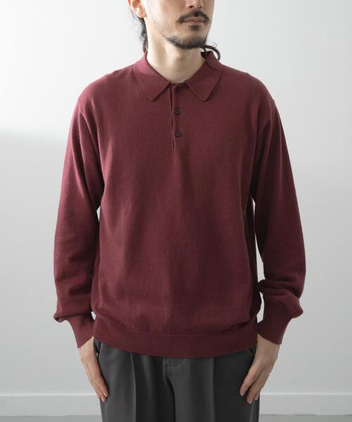ITEMS URBANRESEARCH(アイテムズ アーバンリサーチ)の「カシミヤ×コットンポロセーター(ニット/セーター・メンズ・ブラック/グレー/モカ/ボルドー・MEDIUM/LARGE)」の5枚目の写真