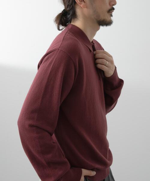 ITEMS URBANRESEARCH(アイテムズ アーバンリサーチ)の「カシミヤ×コットンポロセーター(ニット/セーター・メンズ・ブラック/グレー/モカ/ボルドー・MEDIUM/LARGE)」の6枚目の写真