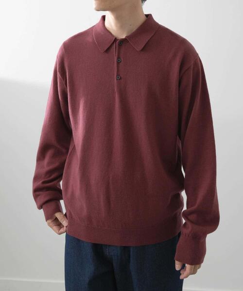 ITEMS URBANRESEARCH(アイテムズ アーバンリサーチ)の「カシミヤ×コットンポロセーター(ニット/セーター・メンズ・ブラック/グレー/モカ/ボルドー・MEDIUM/LARGE)」の9枚目の写真