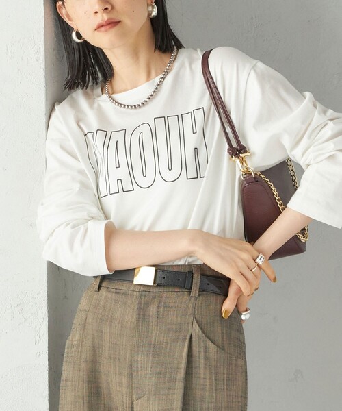 SHIPS(シップス)の「プリント ロゴ ロング スリーブ TEE(Tシャツ/カットソー・レディース・ダークグレー/オフホワイト/ストーン・ONE SIZE)」の2枚目の写真