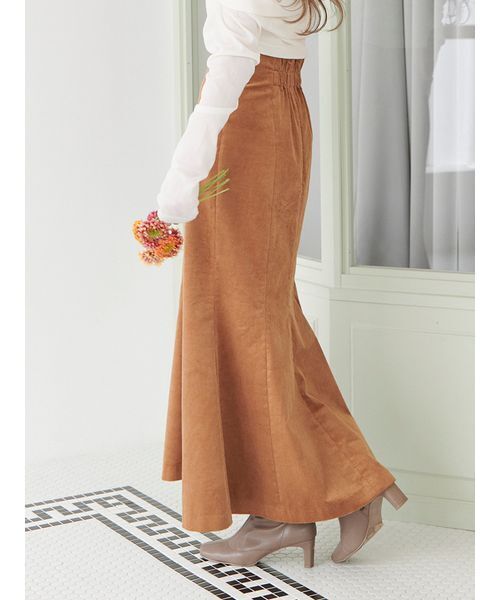 Stylevoice for xxx（スタイルヴォイスフォー）の「＜kannaさんコラボ＞ コーデュロイスリットロングマーメイドスカート（スカート・レディース・ブラウン/アイボリー・S/M）」の4枚目の写真