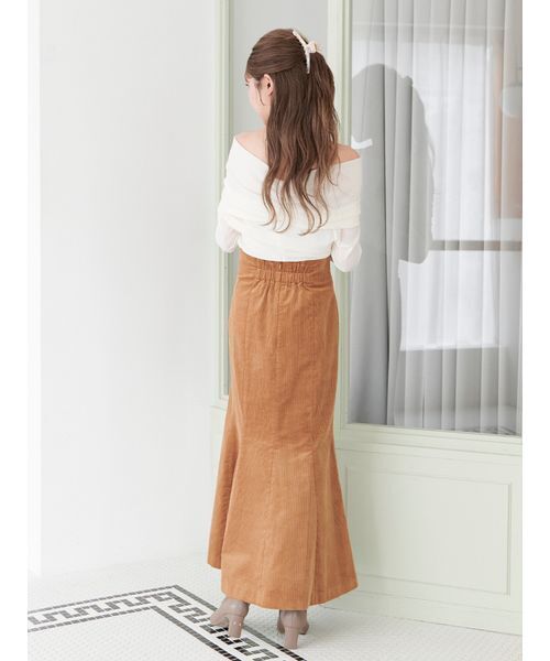 Stylevoice for xxx（スタイルヴォイスフォー）の「＜kannaさんコラボ＞ コーデュロイスリットロングマーメイドスカート（スカート・レディース・ブラウン/アイボリー・S/M）」の8枚目の写真