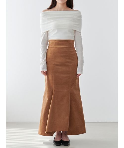 Stylevoice for xxx（スタイルヴォイスフォー）の「＜kannaさんコラボ＞ コーデュロイスリットロングマーメイドスカート（スカート・レディース・ブラウン/アイボリー・S/M）」の18枚目の写真
