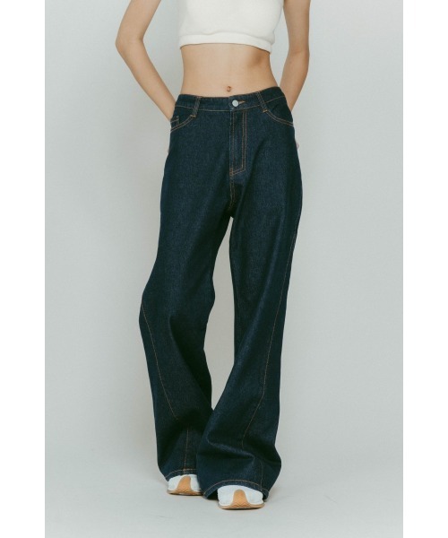 Knuth Marf（クヌースマーフ）の「denim baggy pants(unisex)（デニムパンツ・レディース・インディゴブルー/ブラック・X-SMALL/SMALL/MEDIUM/LARGE）」の13枚目の写真