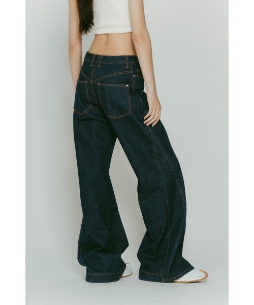 Knuth Marf（クヌースマーフ）の「denim baggy pants(unisex)（デニムパンツ・レディース・インディゴブルー/ブラック・X-SMALL/SMALL/MEDIUM/LARGE）」の16枚目の写真