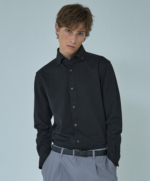 ABAHOUSE（アバハウス）の「【ON/OFF兼用】MESH JERSEY ボタンダウンシャツ / FLEX SHIRTS/ストレッチ 吸水速乾（ビジネスシャツ・メンズ・チャコールグレー/ホワイト/ブラック・48/46/44/50）」の3枚目の写真