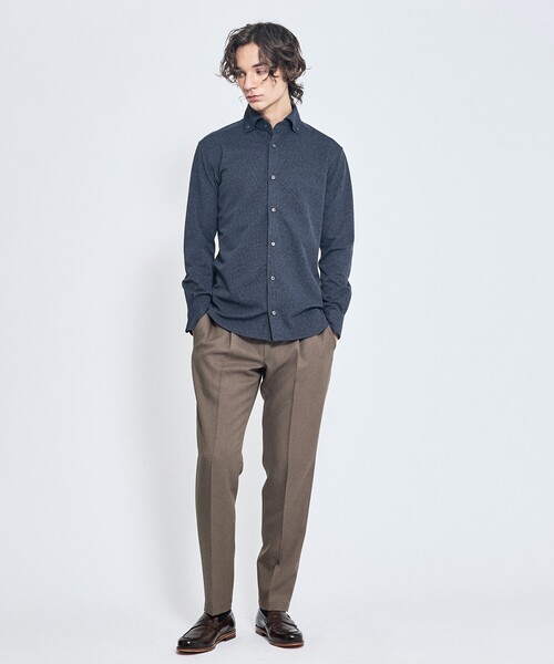 ABAHOUSE（アバハウス）の「【ON/OFF兼用】MESH JERSEY ボタンダウンシャツ / FLEX SHIRTS/ストレッチ 吸水速乾（ビジネスシャツ・メンズ・チャコールグレー/ホワイト/ブラック・48/46/44/50）」の4枚目の写真