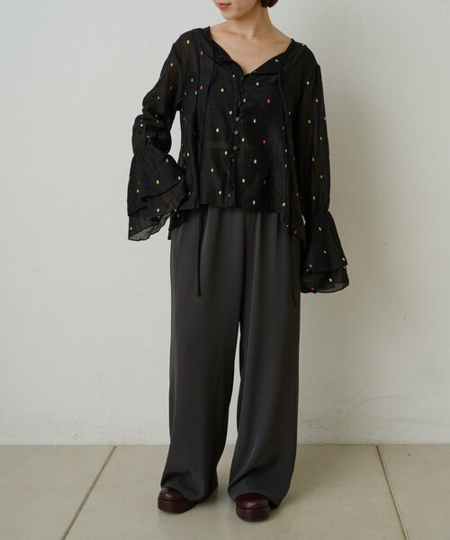 Omekashi(オメカシ)の「マルチドットブラウス(シャツ/ブラウス・レディース・ブラック/ベージュ・FREE)」の14枚目の写真