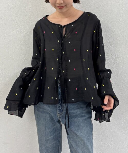 Omekashi(オメカシ)の「マルチドットブラウス(シャツ/ブラウス・レディース・ブラック/ベージュ・FREE)」の20枚目の写真