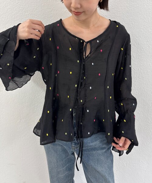 Omekashi(オメカシ)の「マルチドットブラウス(シャツ/ブラウス・レディース・ブラック/ベージュ・FREE)」の21枚目の写真