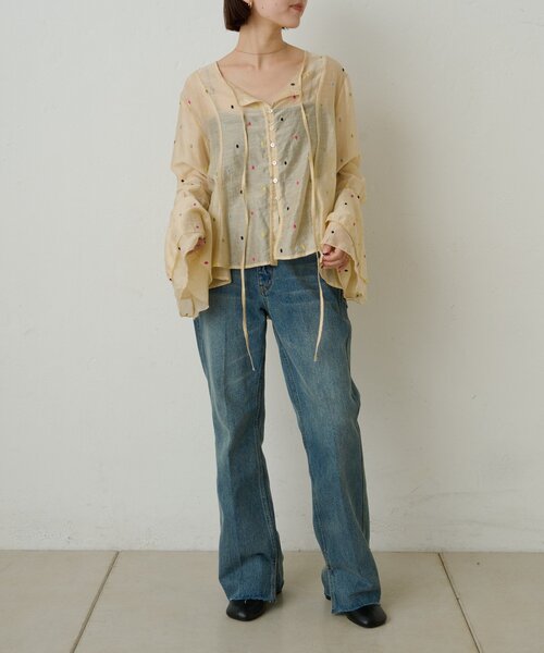 Omekashi(オメカシ)の「マルチドットブラウス(シャツ/ブラウス・レディース・ブラック/ベージュ・FREE)」の10枚目の写真