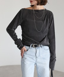 シアーベロアオフショルタックプルオーバー