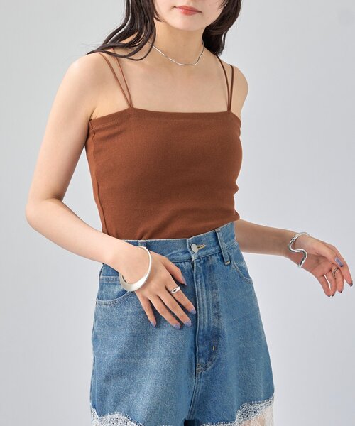 セール】【4色展開】パット付きバックシャン クロスキャミソール
