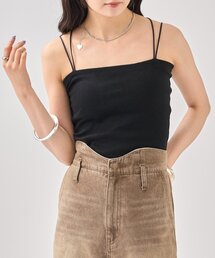 【4色展開】パット付きバックシャン クロスキャミソール