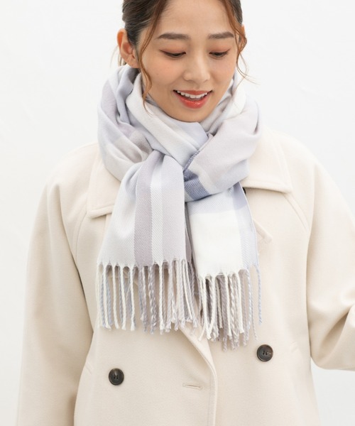 Honeys(ハニーズ)の「【シアバター加工・抗菌防臭・吸湿発熱】チェック柄ストール(ストール/ショール・レディース・レッド系その他/ベージュ系その他/キナリ/オレンジ系その他/ライトグリーン系/グレー系その他・FREE)」の14枚目の写真