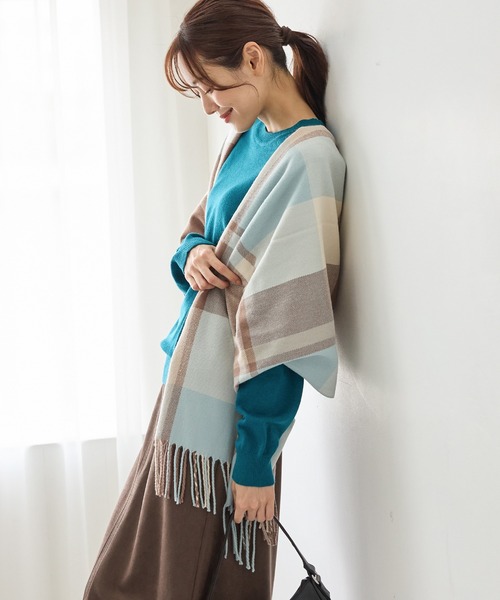 Honeys(ハニーズ)の「【シアバター加工・抗菌防臭・吸湿発熱】チェック柄ストール(ストール/ショール・レディース・レッド系その他/ベージュ系その他/キナリ/オレンジ系その他/ライトグリーン系/グレー系その他・FREE)」の16枚目の写真