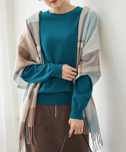 Honeys(ハニーズ)の「【シアバター加工・抗菌防臭・吸湿発熱】チェック柄ストール(ストール/ショール・レディース・レッド系その他/ベージュ系その他/キナリ/オレンジ系その他/ライトグリーン系/グレー系その他・FREE)」の17枚目の写真