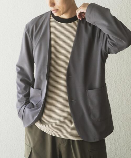 セール】クレープジョーゼットノーラペルジャケット（ノーカラー