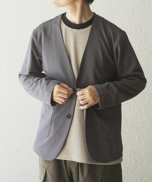 セール】クレープジョーゼットノーラペルジャケット（ノーカラー