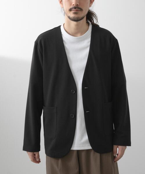 セール】クレープジョーゼットノーラペルジャケット（ノーカラー