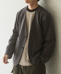 メンズのノーカラージャケット（グレー/灰色系）ファッション