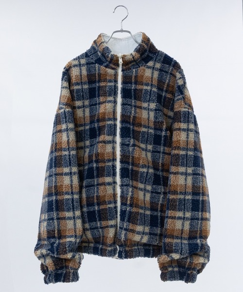 JOHN'S CLOSET（ジョンズクローゼット）の「【13】ナイロン＆チェックボア リバーシブル ブルゾン（ナイロンジャケット・メンズ・ブラック/ホワイト・MEDIUM/LARGE）」の4枚目の写真