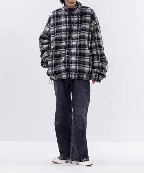 JOHN'S CLOSET（ジョンズクローゼット）の「【13】ナイロン＆チェックボア リバーシブル ブルゾン（ナイロンジャケット・メンズ・ブラック/ホワイト・MEDIUM/LARGE）」の13枚目の写真