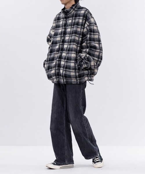 JOHN'S CLOSET（ジョンズクローゼット）の「【13】ナイロン＆チェックボア リバーシブル ブルゾン（ナイロンジャケット・メンズ・ブラック/ホワイト・MEDIUM/LARGE）」の12枚目の写真