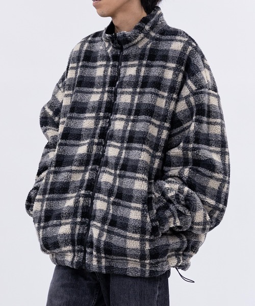 JOHN'S CLOSET（ジョンズクローゼット）の「【13】ナイロン＆チェックボア リバーシブル ブルゾン（ナイロンジャケット・メンズ・ブラック/ホワイト・MEDIUM/LARGE）」の15枚目の写真