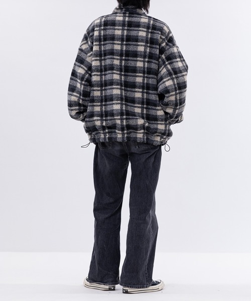 JOHN'S CLOSET（ジョンズクローゼット）の「【13】ナイロン＆チェックボア リバーシブル ブルゾン（ナイロンジャケット・メンズ・ブラック/ホワイト・MEDIUM/LARGE）」の11枚目の写真