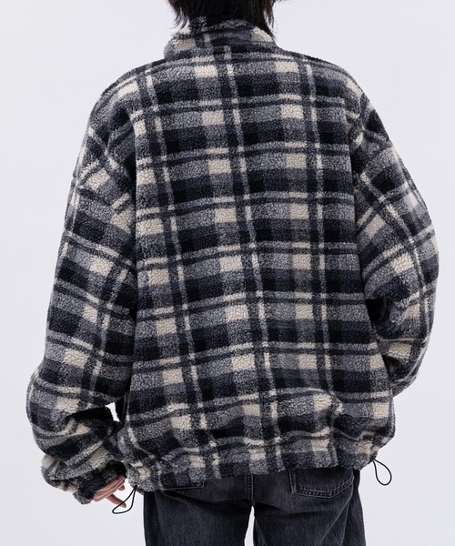 JOHN'S CLOSET（ジョンズクローゼット）の「【13】ナイロン＆チェックボア リバーシブル ブルゾン（ナイロンジャケット・メンズ・ブラック/ホワイト・MEDIUM/LARGE）」の14枚目の写真