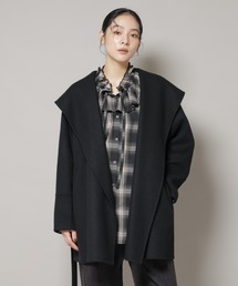 美品 Creema人気RATAさん ノーカラーカジュアルコート ブラック SHIPS ノーカラーコート コート MANTECO ノーカラー レディース