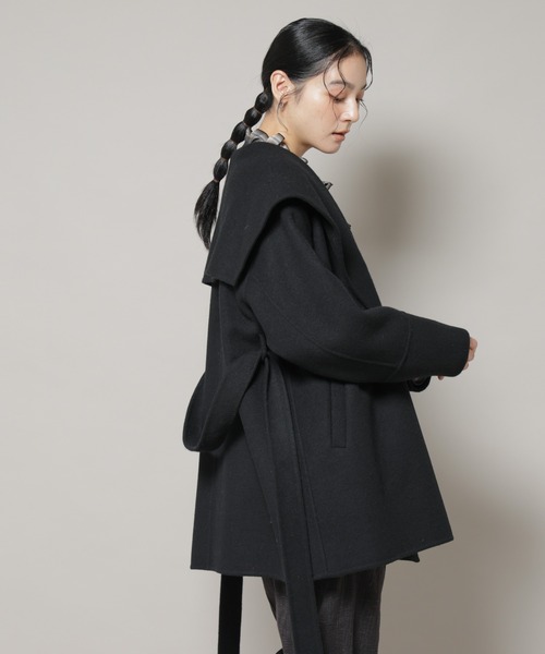 セール】SUPER110blend リバーショールミディコート（ノーカラーコート