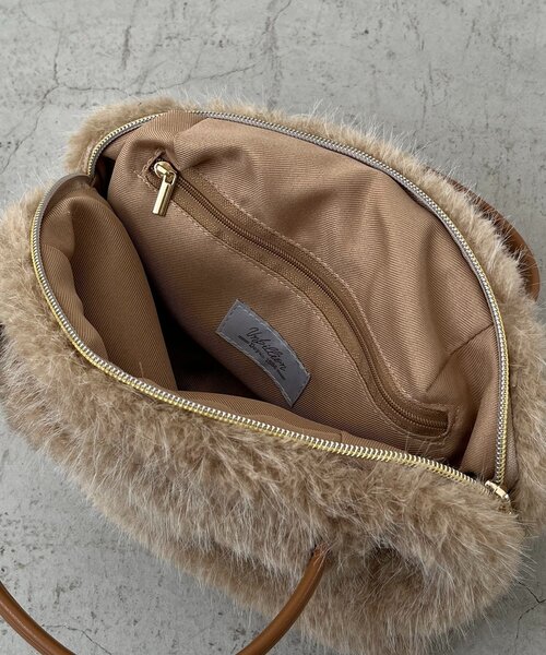 CAPRICIEUX LE'MAGE（カプリシューレマージュ）の「ファー2WAYボストンバッグ（ボストンバッグ・レディース・ベージュ/ブラウン・FREE）」の9枚目の写真