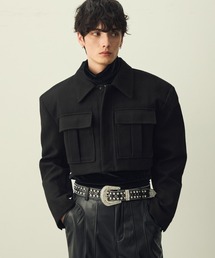 Shoowtime(VE^C)Big pocket cropped wool jacket / rbO|PbgNbvhE[WPbg(u])