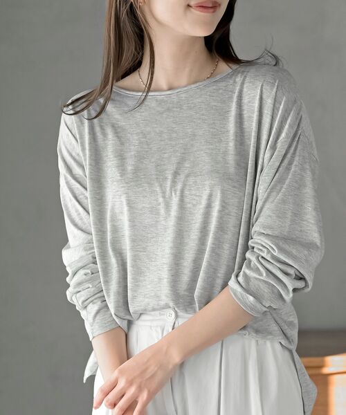 rps(アールピーエス)の「シアー天竺ロンT(Tシャツ/カットソー・レディース・ブラック/アイボリー/ブラック系その他4/ライトグレー/杢グレー/イエロー・フリー)」の5枚目の写真