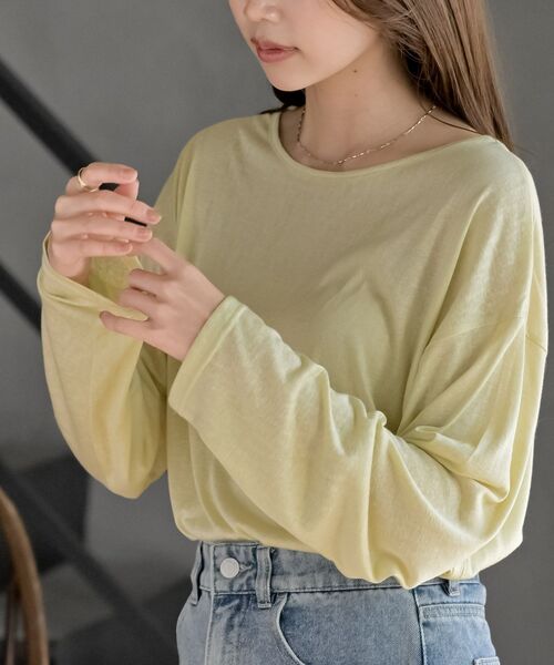 rps(アールピーエス)の「シアー天竺ロンT(Tシャツ/カットソー・レディース・ブラック/アイボリー/ブラック系その他4/ライトグレー/杢グレー/イエロー・フリー)」の6枚目の写真