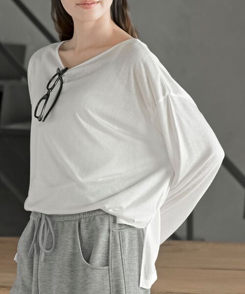 rps(アールピーエス)の「シアー天竺ロンT(Tシャツ/カットソー・レディース・ブラック/アイボリー/ブラック系その他4/ライトグレー/杢グレー/イエロー・フリー)」の2枚目の写真