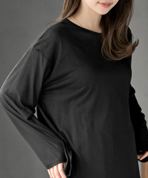 rps(アールピーエス)の「シアー天竺ロンT(Tシャツ/カットソー・レディース・ブラック/アイボリー/ブラック系その他4/ライトグレー/杢グレー/イエロー・フリー)」の3枚目の写真