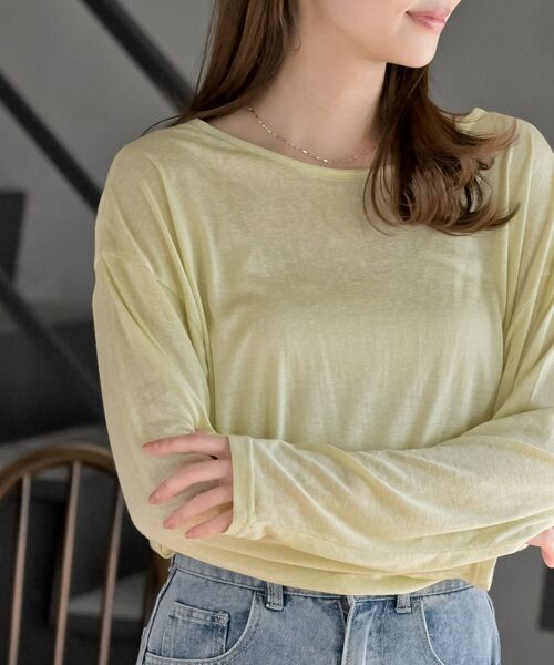 rps(アールピーエス)の「シアー天竺ロンT(Tシャツ/カットソー・レディース・ブラック/アイボリー/ブラック系その他4/ライトグレー/杢グレー/イエロー・フリー)」の8枚目の写真