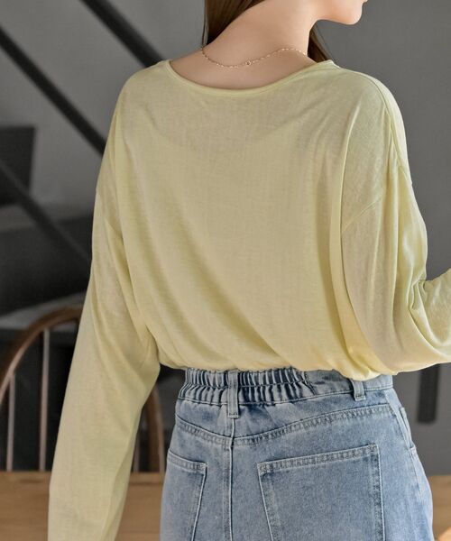 rps(アールピーエス)の「シアー天竺ロンT(Tシャツ/カットソー・レディース・ブラック/アイボリー/ブラック系その他4/ライトグレー/杢グレー/イエロー・フリー)」の10枚目の写真