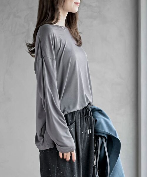 rps(アールピーエス)の「シアー天竺ロンT(Tシャツ/カットソー・レディース・ブラック/アイボリー/ブラック系その他4/ライトグレー/杢グレー/イエロー・フリー)」の21枚目の写真