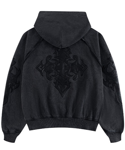 サプライヤーダガーレザーパッチジップフ－ディー A'GEM/9 × .kom『SUPPLIER/サプライヤー』 DAGGER LEATHER PATCH ZIP