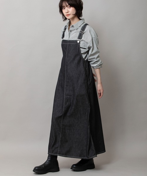 Munich（ミューニック）の「6ozスラブデニムジャンパースカート（ジャンパースカート・レディース・ライトグレー/インディゴブルー/ブラック・M/S）」の16枚目の写真