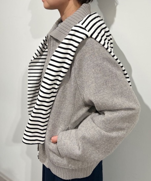 セール】◇シェットランドリサイクルWショートジップブルゾン