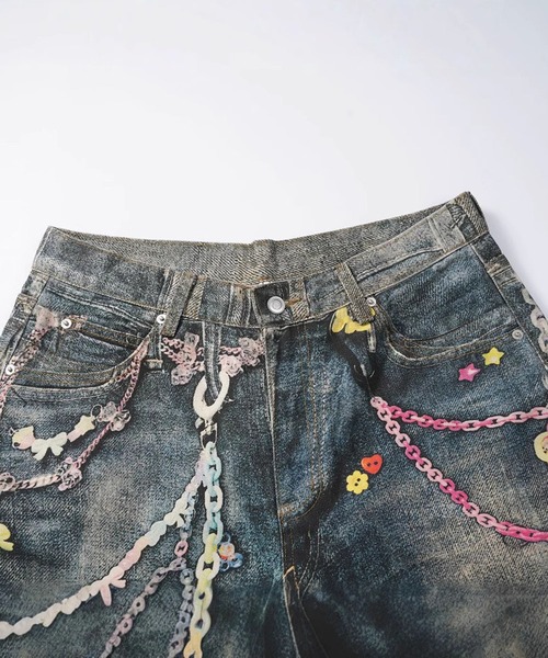 WESTSEA（ウエストシー）の「カラフルチェーンプリント デニムライク ワイドパンツ（その他パンツ・レディース・ブルー・M/L）」の14枚目の写真
