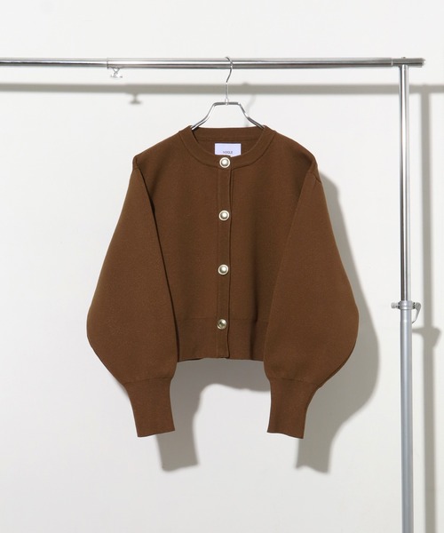 NOGLE(ノグル)の「【NOGLE/ノグル】ヘビーニットバルーン金ボタンカーディガン(カーディガン/ボレロ・レディース・グレー/ブラック/ブラウン・FREE)」の3枚目の写真